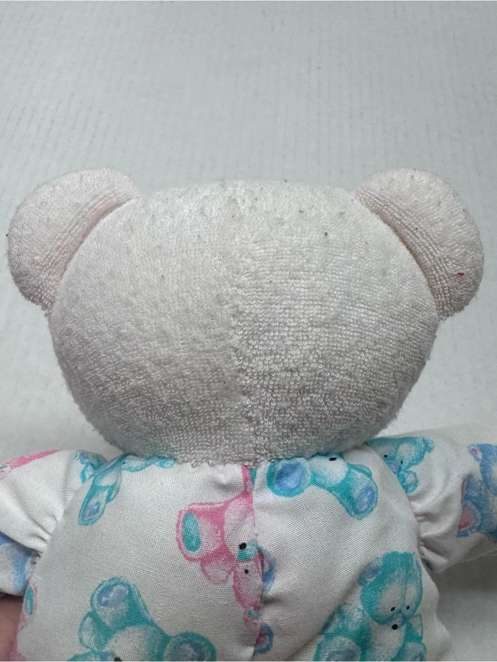 Carters Teddy Bear Rattle Plush White Bunny Slippers Terry Cloth Baby Toy